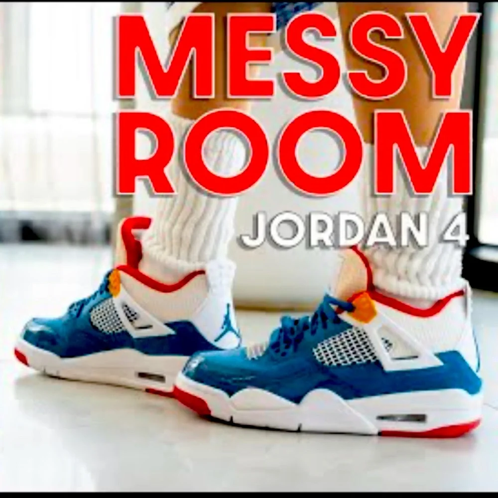Brand new Grade school Jordan 4 MESSY ROOM w/extra laces and OG BOX - Picture 1 of 11